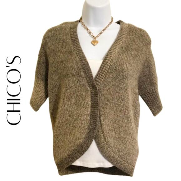 CHICO’S Short Sleeve Alpaca Blend Cocoon Single Button Cardigan, 0 (Small / 4) - Picture 1 of 9